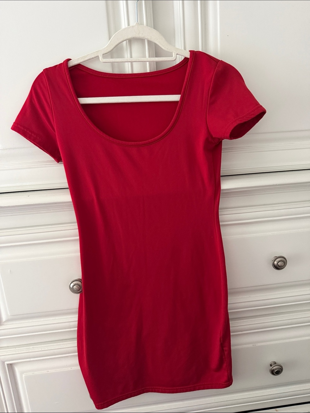 Classic Scoop Neck Short Sleeve Red Women's dress